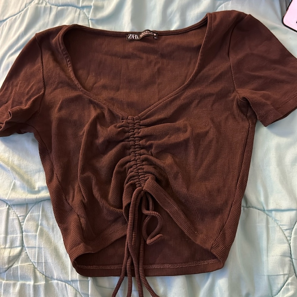 Zara brown ruched top